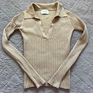 DISSH‎ Ribbed Collared V-Neck Knit Top Women's Size 2
